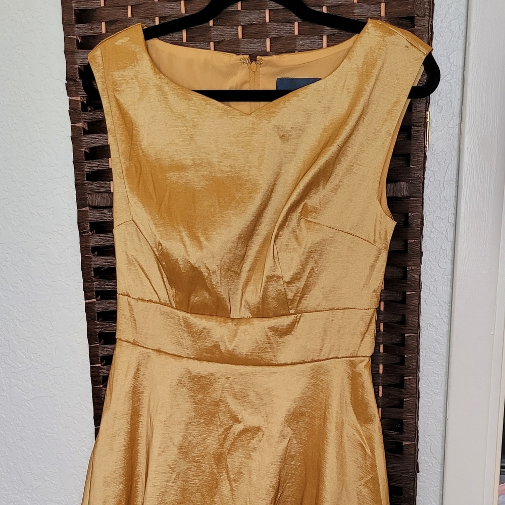 Gold fit and flare dress
